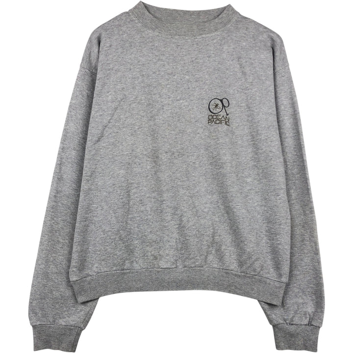 90'S Ocean Pacific printed sweatshirt, men's size L equivalent, vintage. unclear gray type Vintage Second Hand