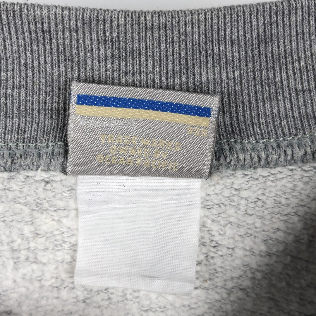 90'S Ocean Pacific printed sweatshirt, men's size L equivalent, vintage. unclear gray type Vintage Second Hand