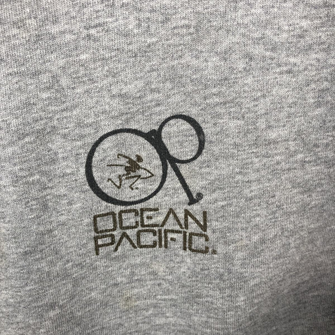 90'S Ocean Pacific printed sweatshirt, men's size L equivalent, vintage. unclear gray type Vintage Second Hand