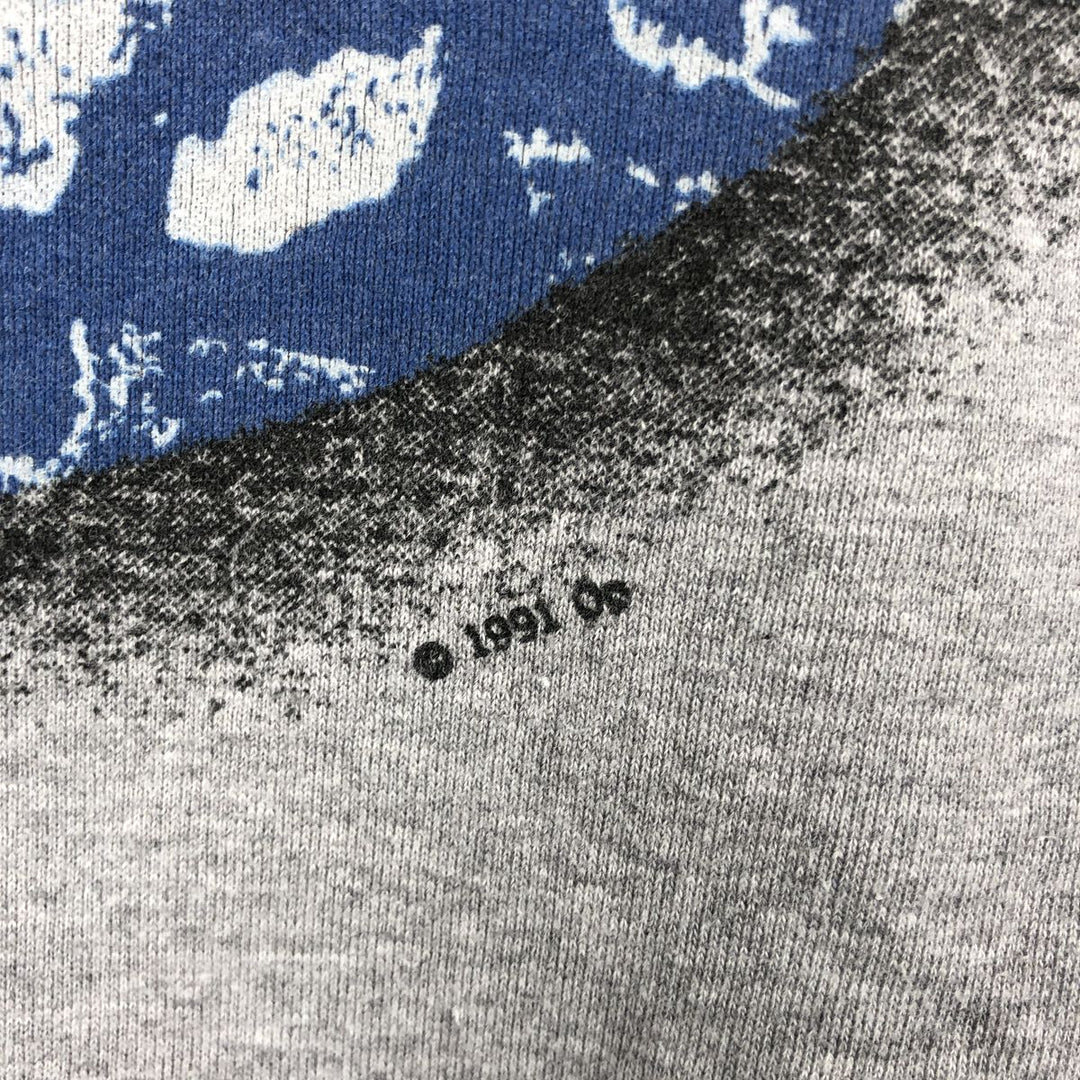 90'S Ocean Pacific printed sweatshirt, men's size L equivalent, vintage. unclear gray type Vintage Second Hand