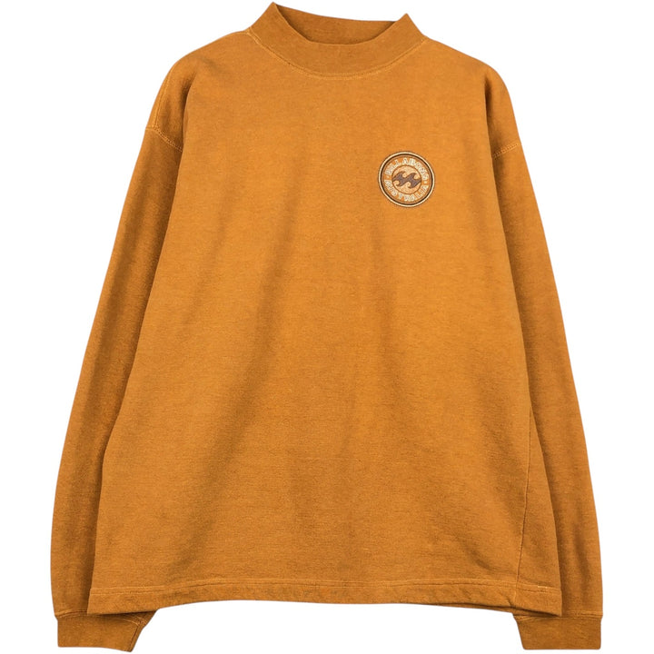 90'S Billabong CHINA MOCH FLEECE Mock Neck Print Sweatshirt, Men's Size L (approx.), Vintage cotton ocher yellow type Vintage Second Hand