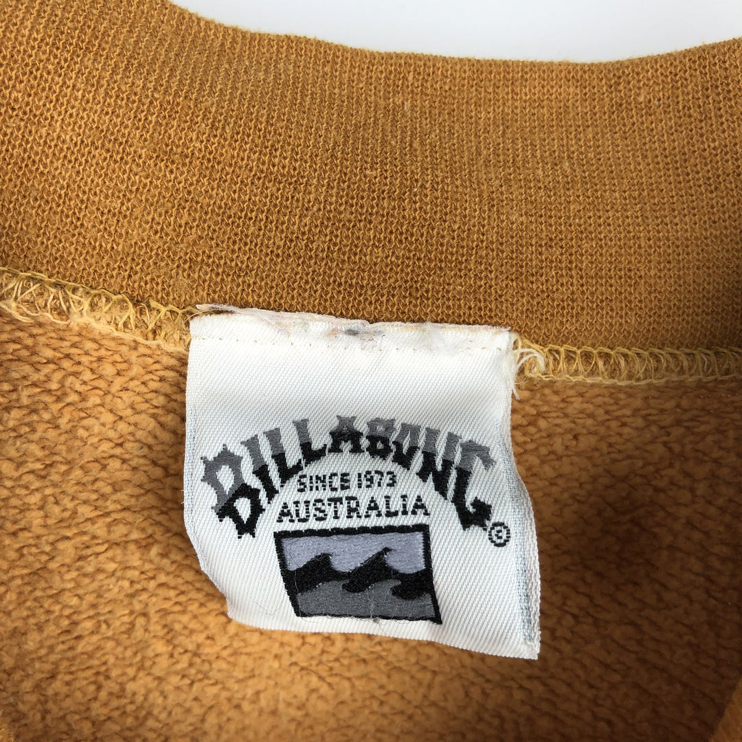 90'S Billabong CHINA MOCH FLEECE Mock Neck Print Sweatshirt, Men's Size L (approx.), Vintage cotton ocher yellow type Vintage Second Hand