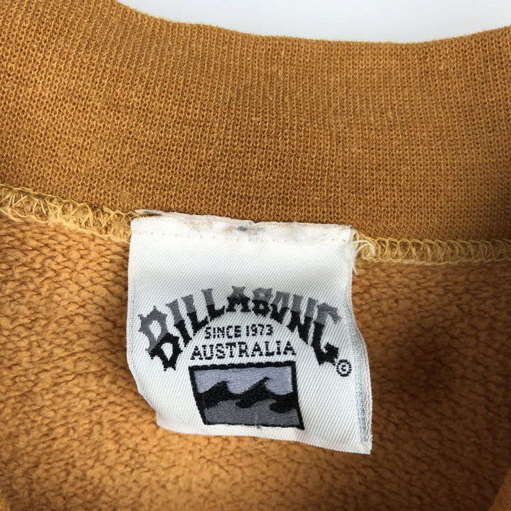90'S Billabong CHINA MOCH FLEECE Mock Neck Print Sweatshirt, Men's Size L (approx.), Vintage cotton ocher yellow type Vintage Second Hand