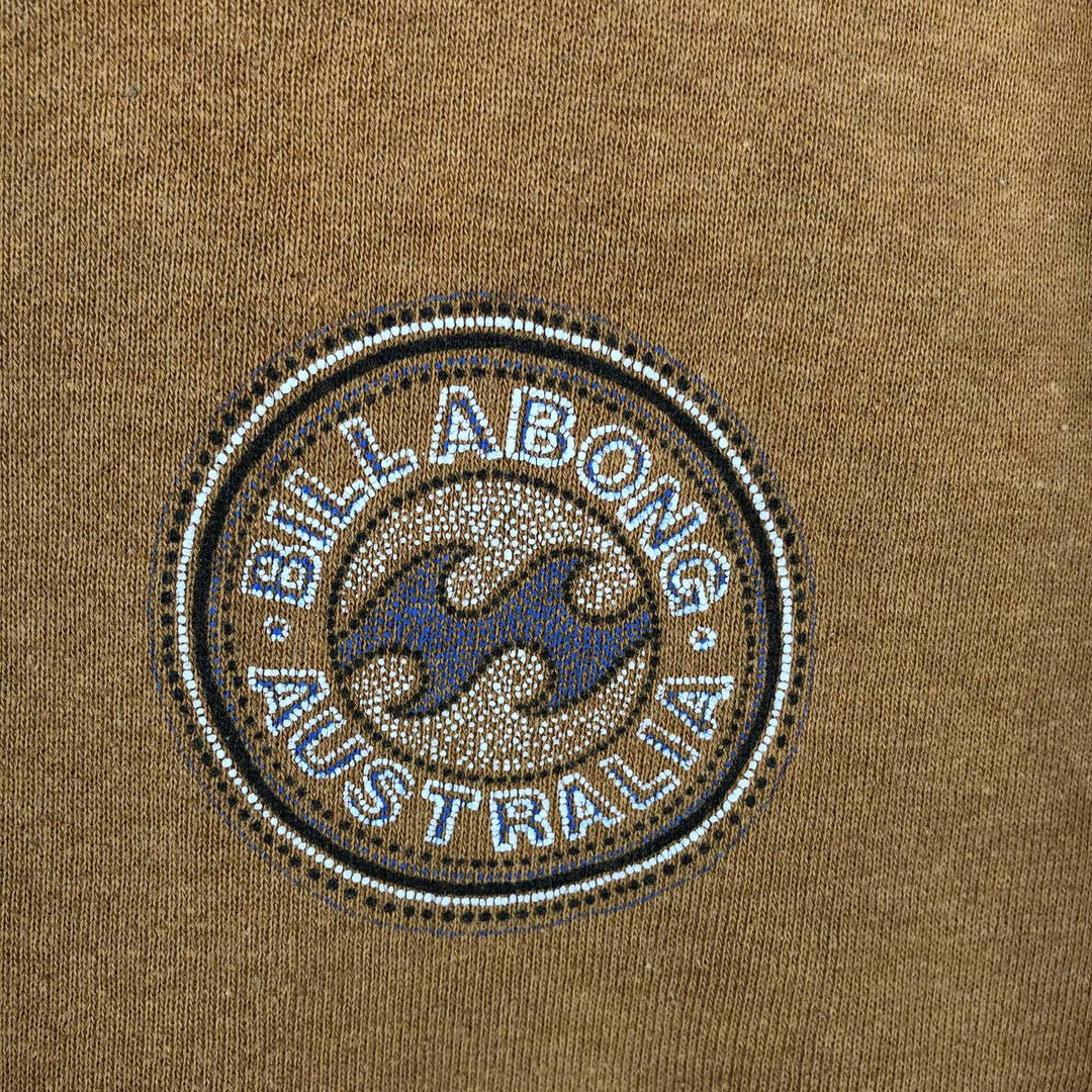 90'S Billabong CHINA MOCH FLEECE Mock Neck Print Sweatshirt, Men's Size L (approx.), Vintage cotton ocher yellow type Vintage Second Hand