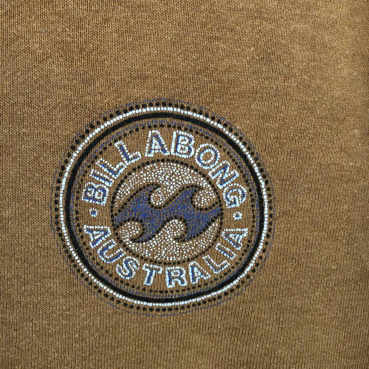 90'S Billabong CHINA MOCH FLEECE Mock Neck Print Sweatshirt, Men's Size L (approx.), Vintage cotton ocher yellow type Vintage Second Hand