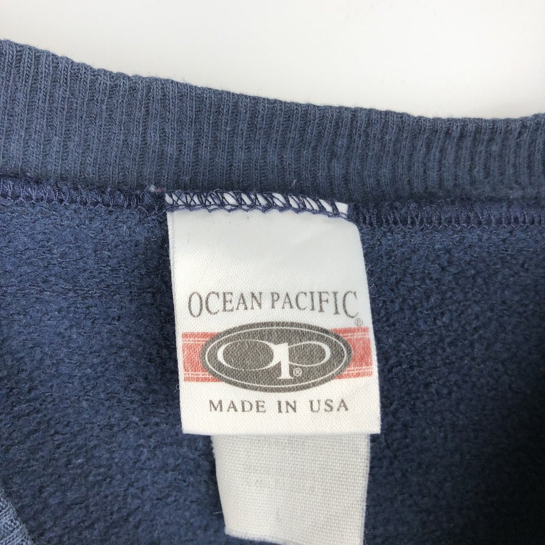 Ocean Pacific printed sweatshirt, made in USA, men's size L equivalent, vintage. unclear navy blue type Vintage Second Hand