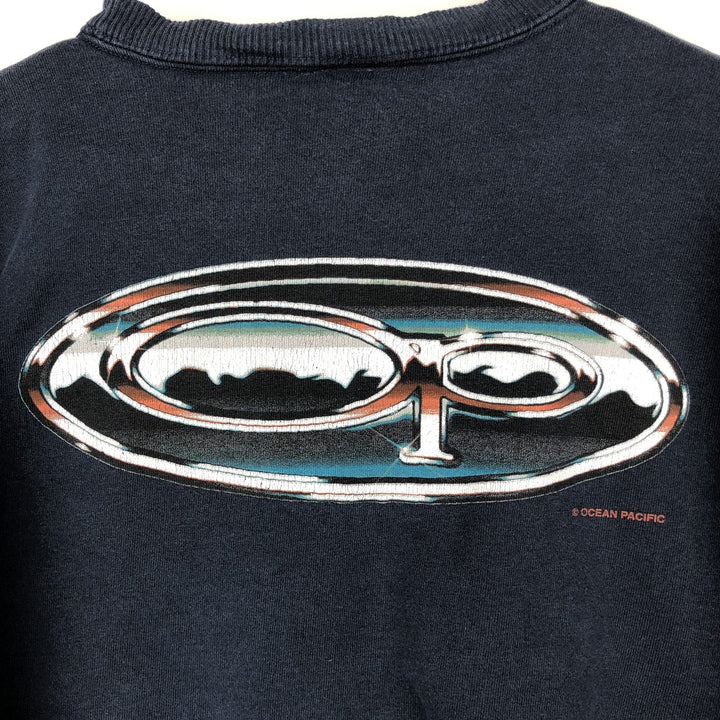 Ocean Pacific printed sweatshirt, made in USA, men's size L equivalent, vintage. unclear navy blue type Vintage Second Hand