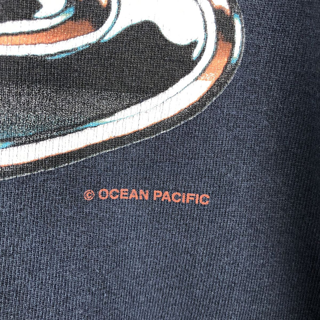 Ocean Pacific printed sweatshirt, made in USA, men's size L equivalent, vintage. unclear navy blue type Vintage Second Hand