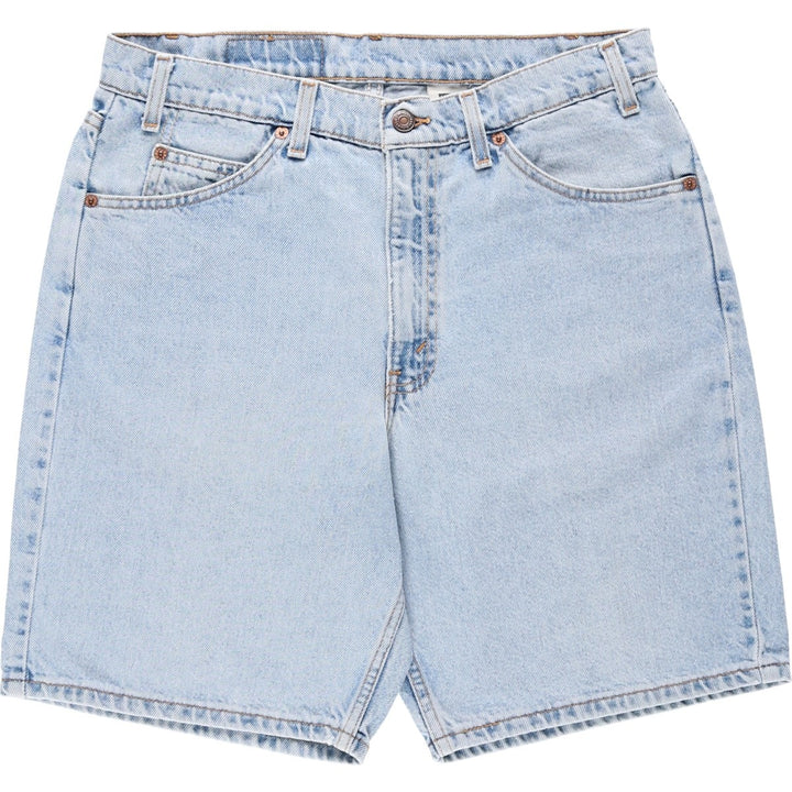 90'S Levi's 550 Relaxed Fit Orange Tab Denim Shorts, Men's Size W33 (approx.), Vintage cotton Blue type light blue Vintage Second Hand