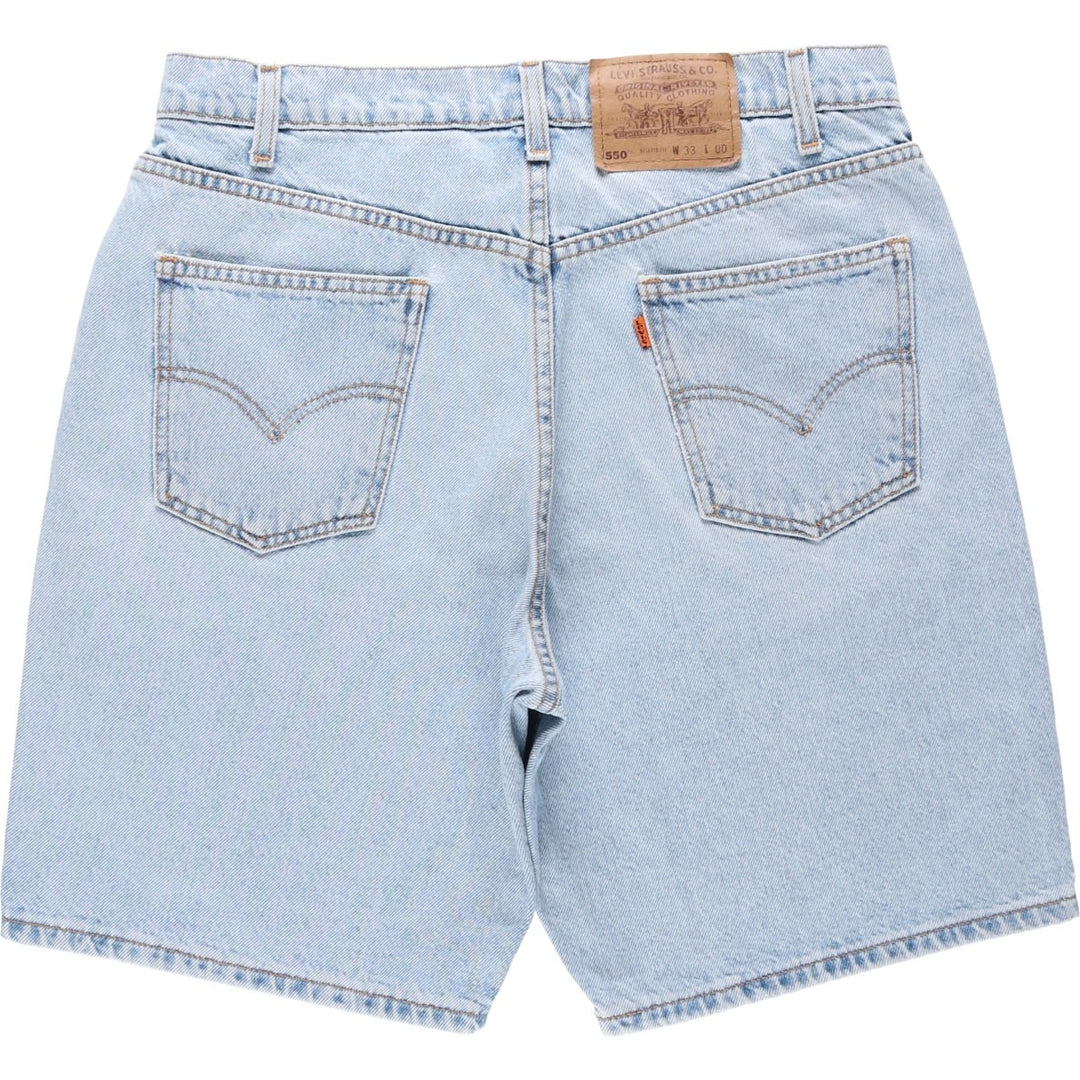 90'S Levi's 550 Relaxed Fit Orange Tab Denim Shorts, Men's Size W33 (approx.), Vintage cotton Blue type light blue Vintage Second Hand