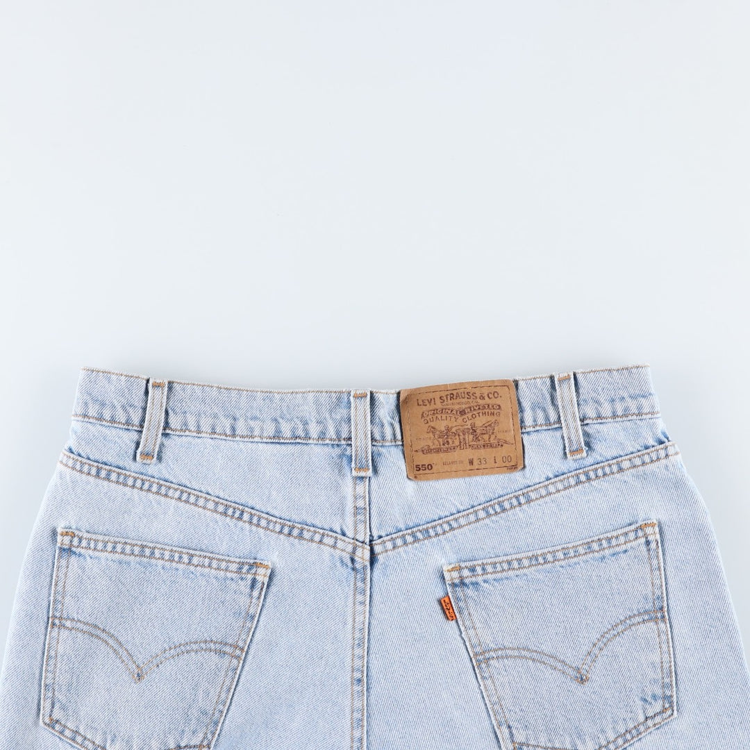 90'S Levi's 550 Relaxed Fit Orange Tab Denim Shorts, Men's Size W33 (approx.), Vintage cotton Blue type light blue Vintage Second Hand