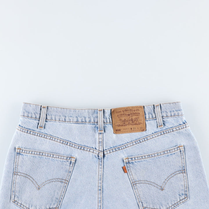 90'S Levi's 550 Relaxed Fit Orange Tab Denim Shorts, Men's Size W33 (approx.), Vintage cotton Blue type light blue Vintage Second Hand