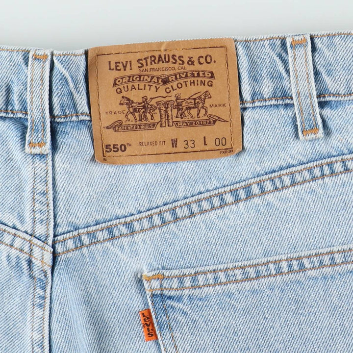 90'S Levi's 36550-1734 Relaxed Fit Orange Tab Denim Shorts, Men's W33 (approx.), Vintage cotton blue type Vintage Second Hand