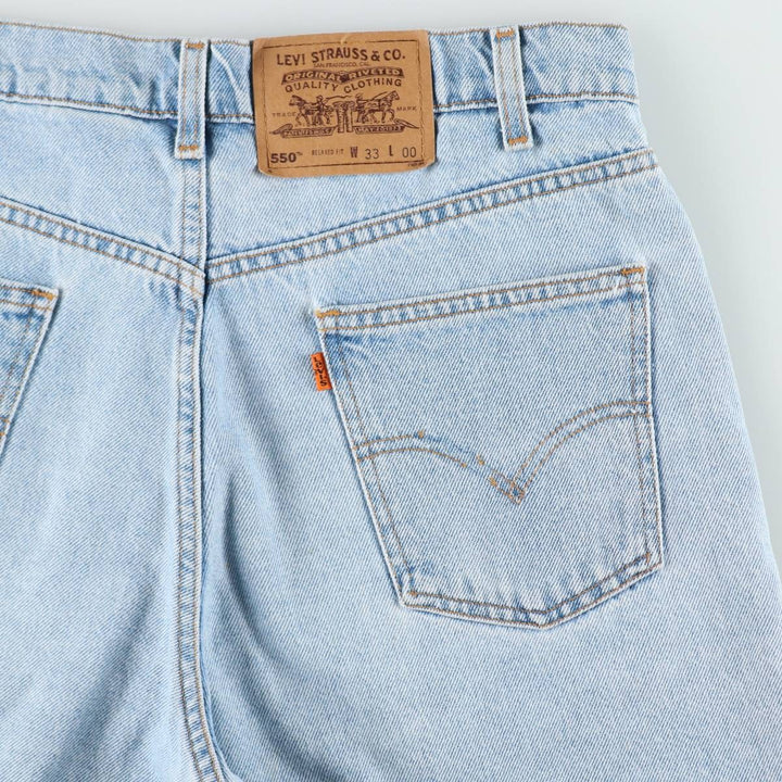 90'S Levi's 36550-1734 Relaxed Fit Orange Tab Denim Shorts, Men's W33 (approx.), Vintage cotton blue type Vintage Second Hand