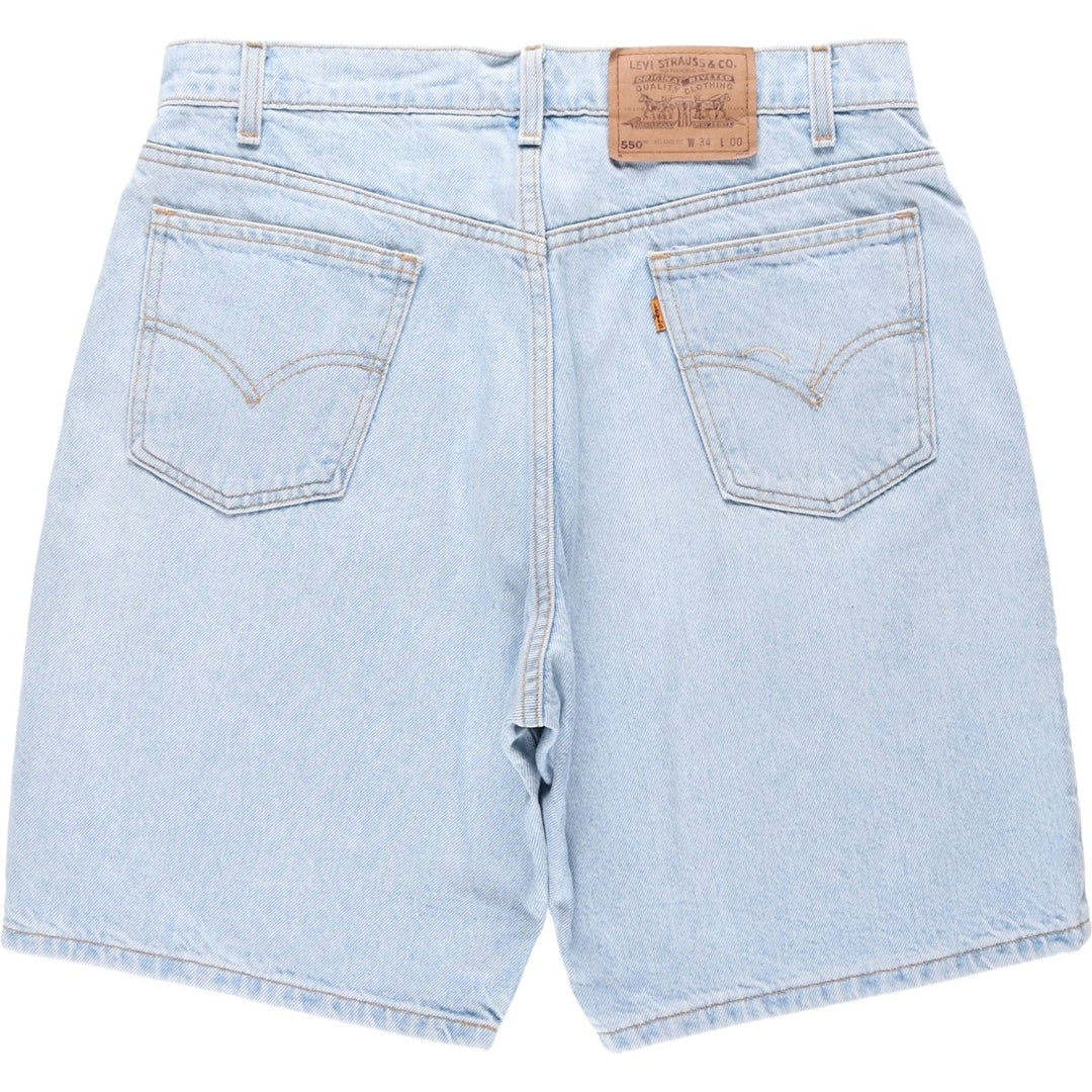 90'S Levi's 550 Relaxed Fit Denim Shorts, Men's Size W34 (approx.), Vintage cotton Blue type light blue Vintage Second Hand