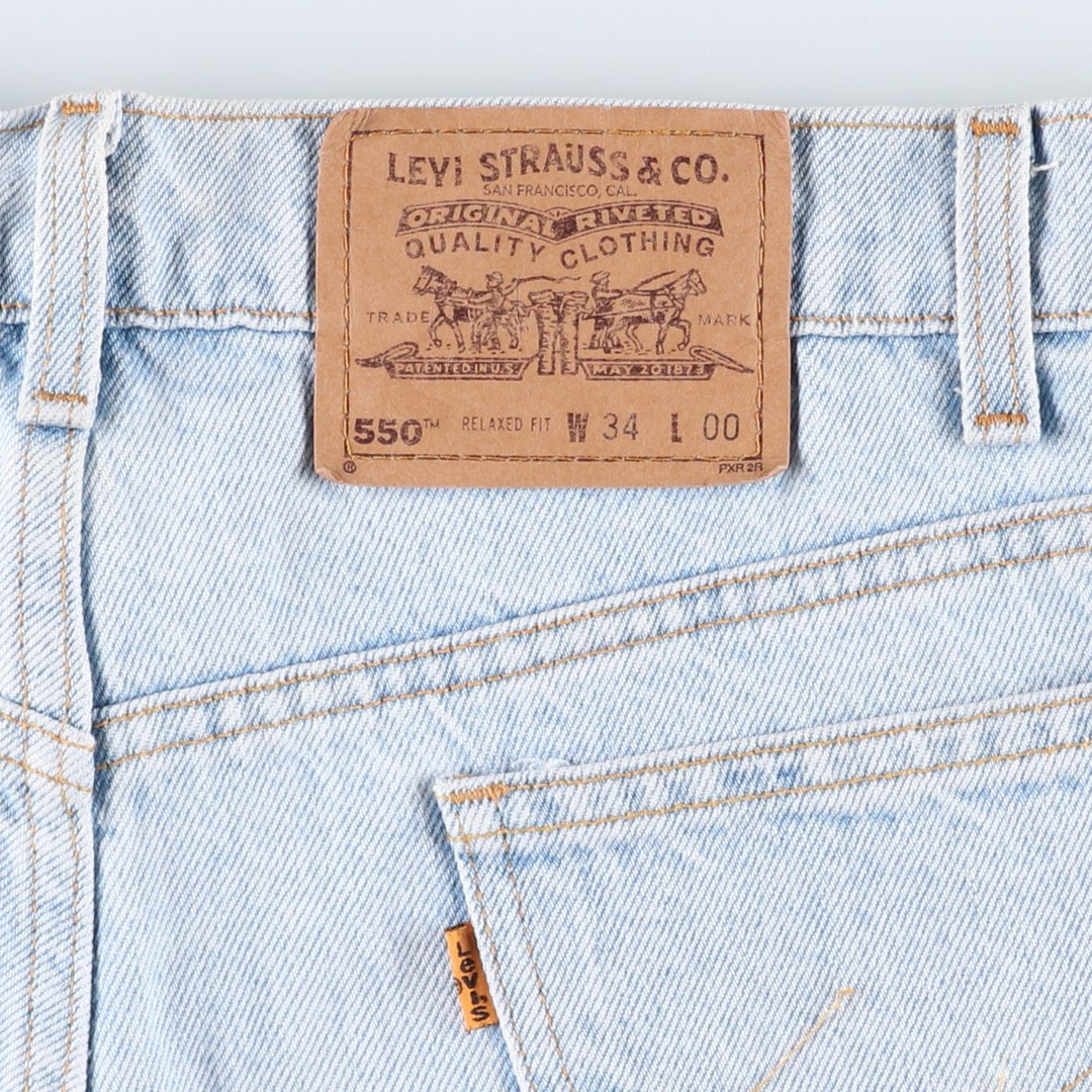 90'S Levi's 550 Relaxed Fit Denim Shorts, Men's Size W34 (approx.), Vintage cotton Blue type light blue Vintage Second Hand