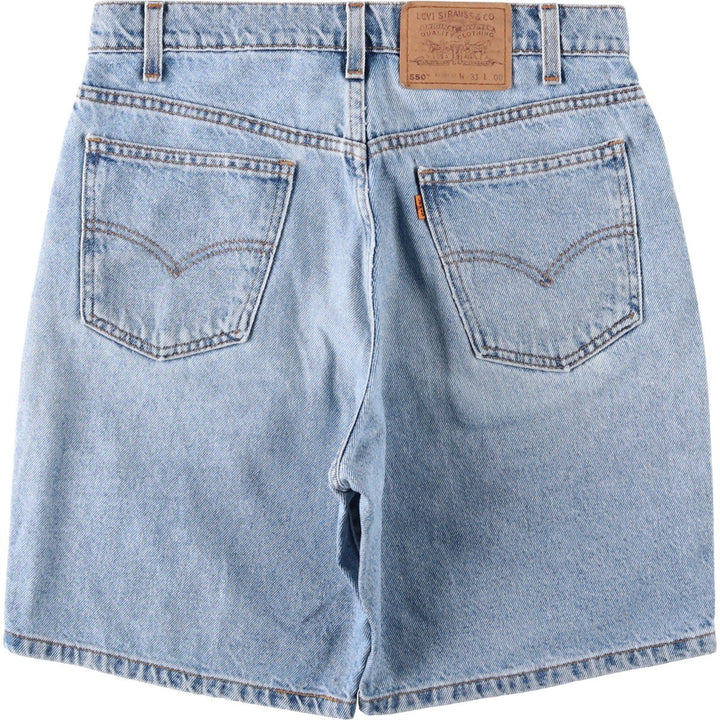 90'S Levi's 550 Relaxed Fit Orange Tab Denim Shorts, Men's Size W32 (approx.), Vintage cotton Blue type light blue Vintage Second Hand