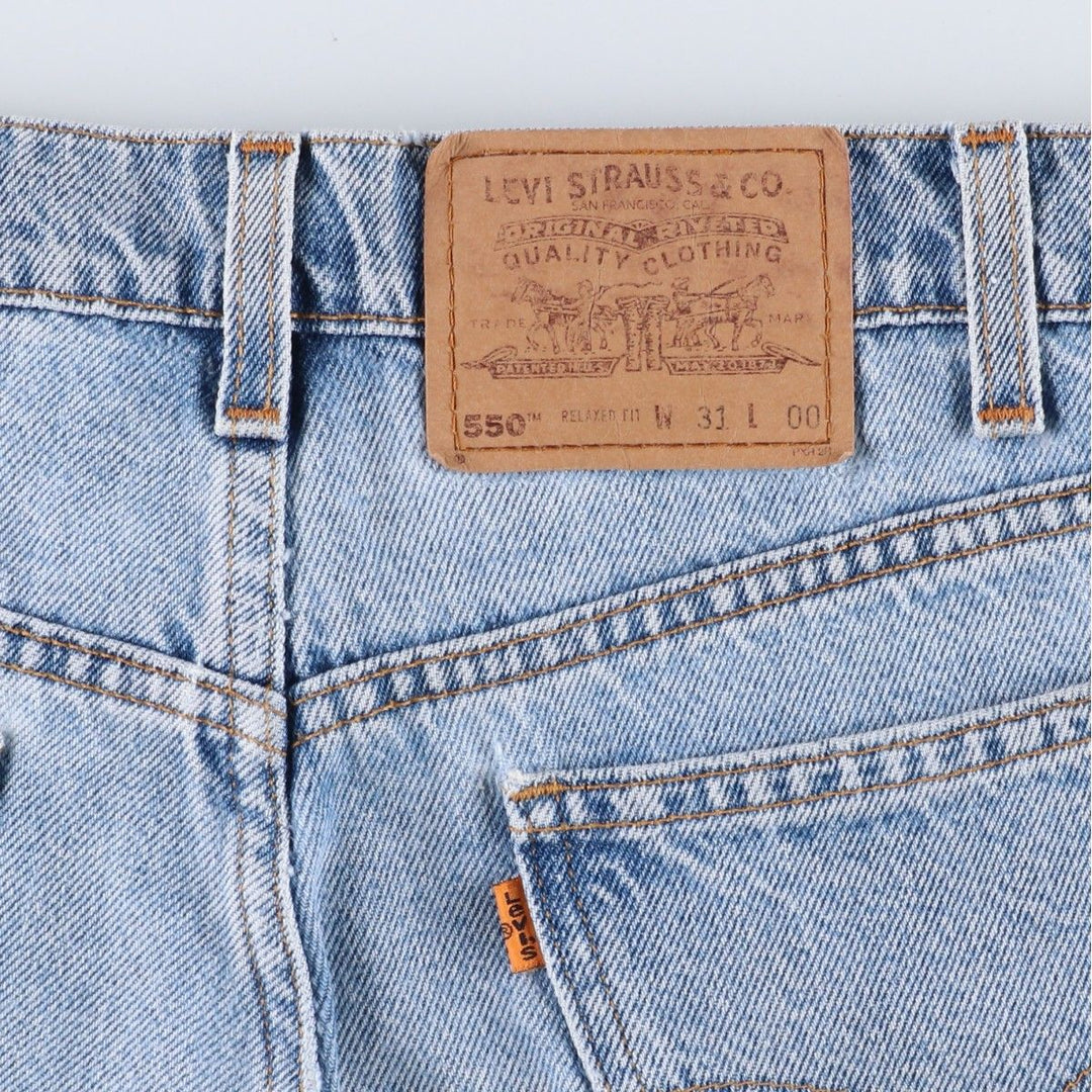 90'S Levi's 550 Relaxed Fit Orange Tab Denim Shorts, Men's Size W32 (approx.), Vintage cotton Blue type light blue Vintage Second Hand
