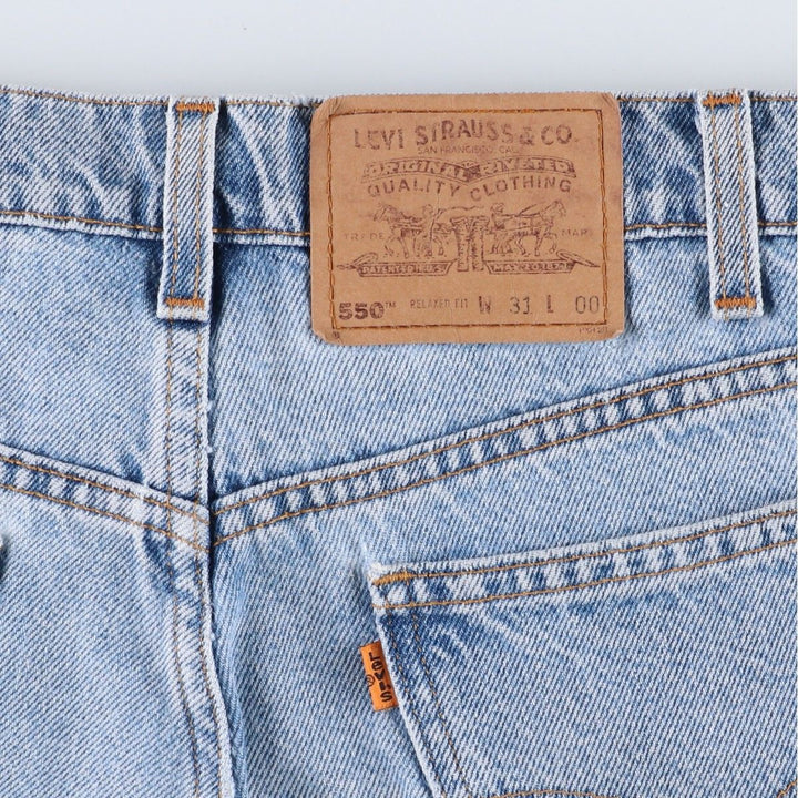 90'S Levi's 550 Relaxed Fit Orange Tab Denim Shorts, Men's Size W32 (approx.), Vintage cotton Blue type light blue Vintage Second Hand