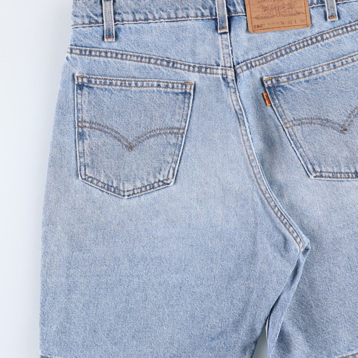 90'S Levi's 550 Relaxed Fit Orange Tab Denim Shorts, Men's Size W32 (approx.), Vintage cotton Blue type light blue Vintage Second Hand