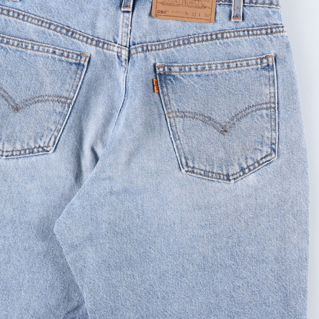 90'S Levi's 550 Relaxed Fit Orange Tab Denim Shorts, Men's Size W32 (approx.), Vintage cotton Blue type light blue Vintage Second Hand