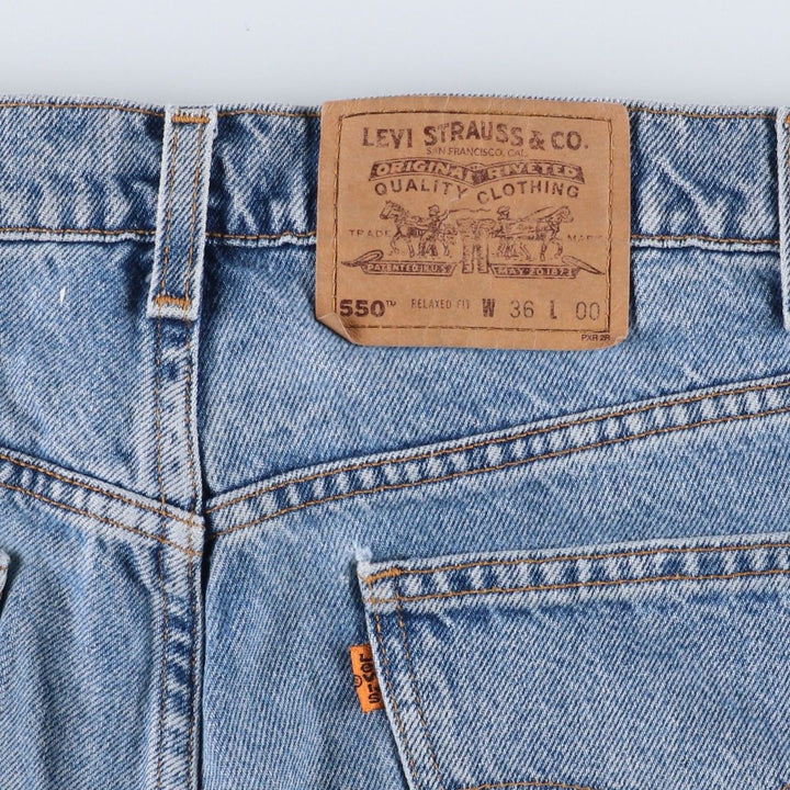 90'S Levi's 550 Relaxed Fit Orange Tab Denim Shorts (Men's W35 equivalent) cotton blue type Vintage Second Hand