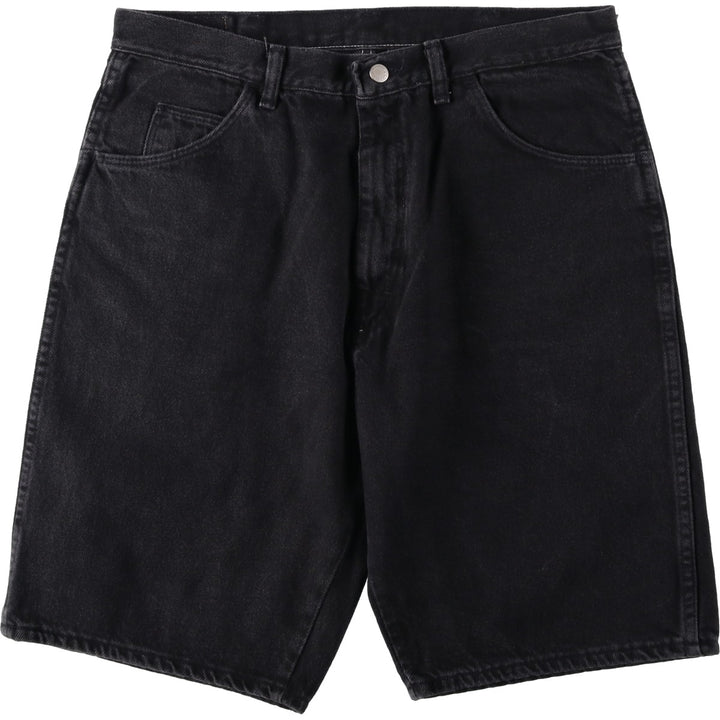 Wrangler Black Denim Shorts, Half Pants, Made in USA, Men's Size W36 (approx.) cotton black type Vintage Second Hand
