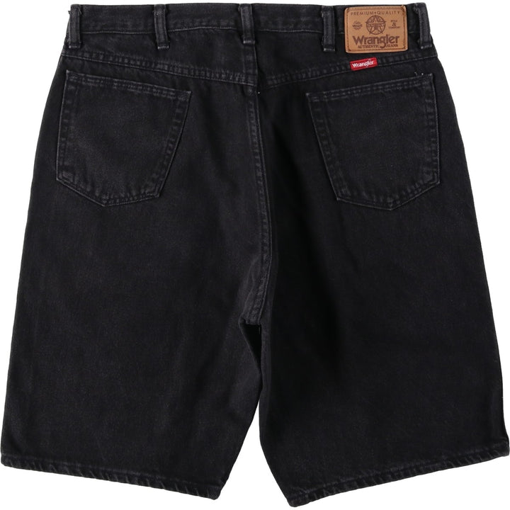 Wrangler Black Denim Shorts, Half Pants, Made in USA, Men's Size W36 (approx.) cotton black type Vintage Second Hand