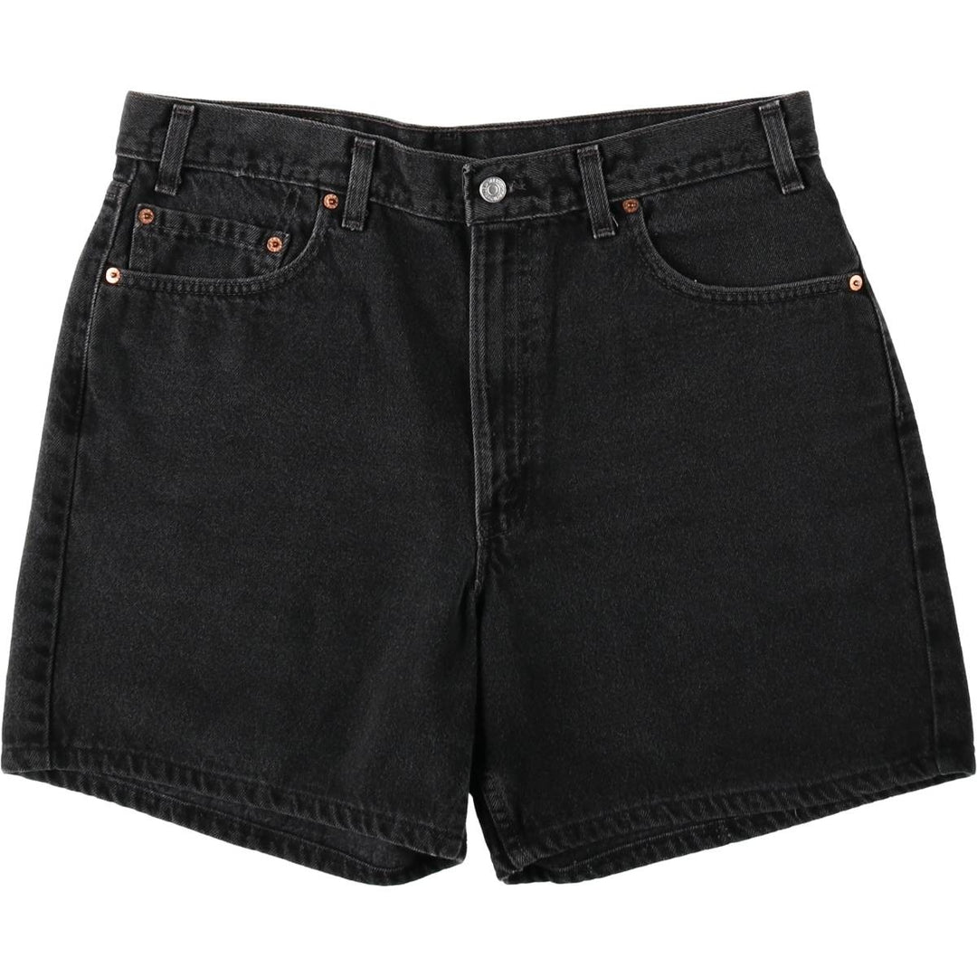 90'S Levi's 550 Relaxed Fit Black Denim Shorts, Made in USA, Men's Size W36 (approx.), Vintage cotton black type Vintage Second Hand