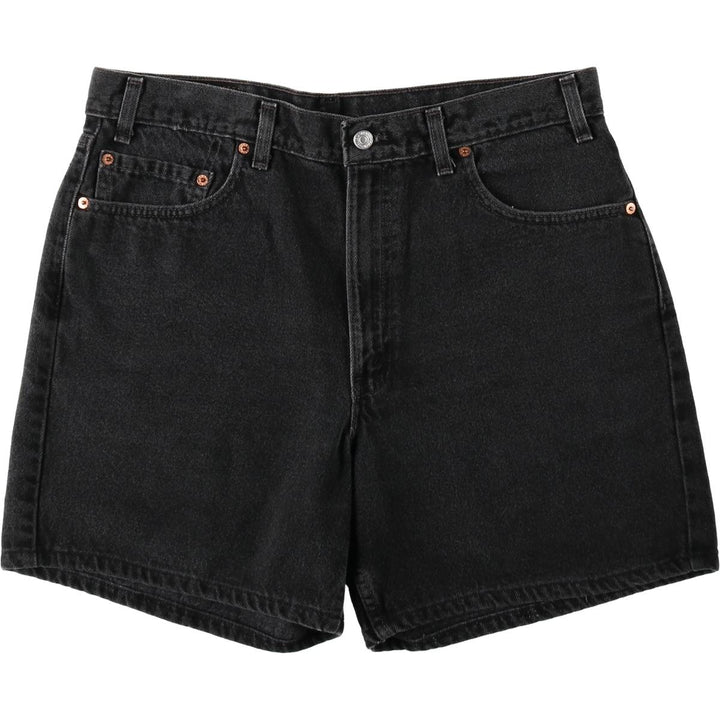 90'S Levi's 550 Relaxed Fit Black Denim Shorts, Made in USA, Men's Size W36 (approx.), Vintage cotton black type Vintage Second Hand