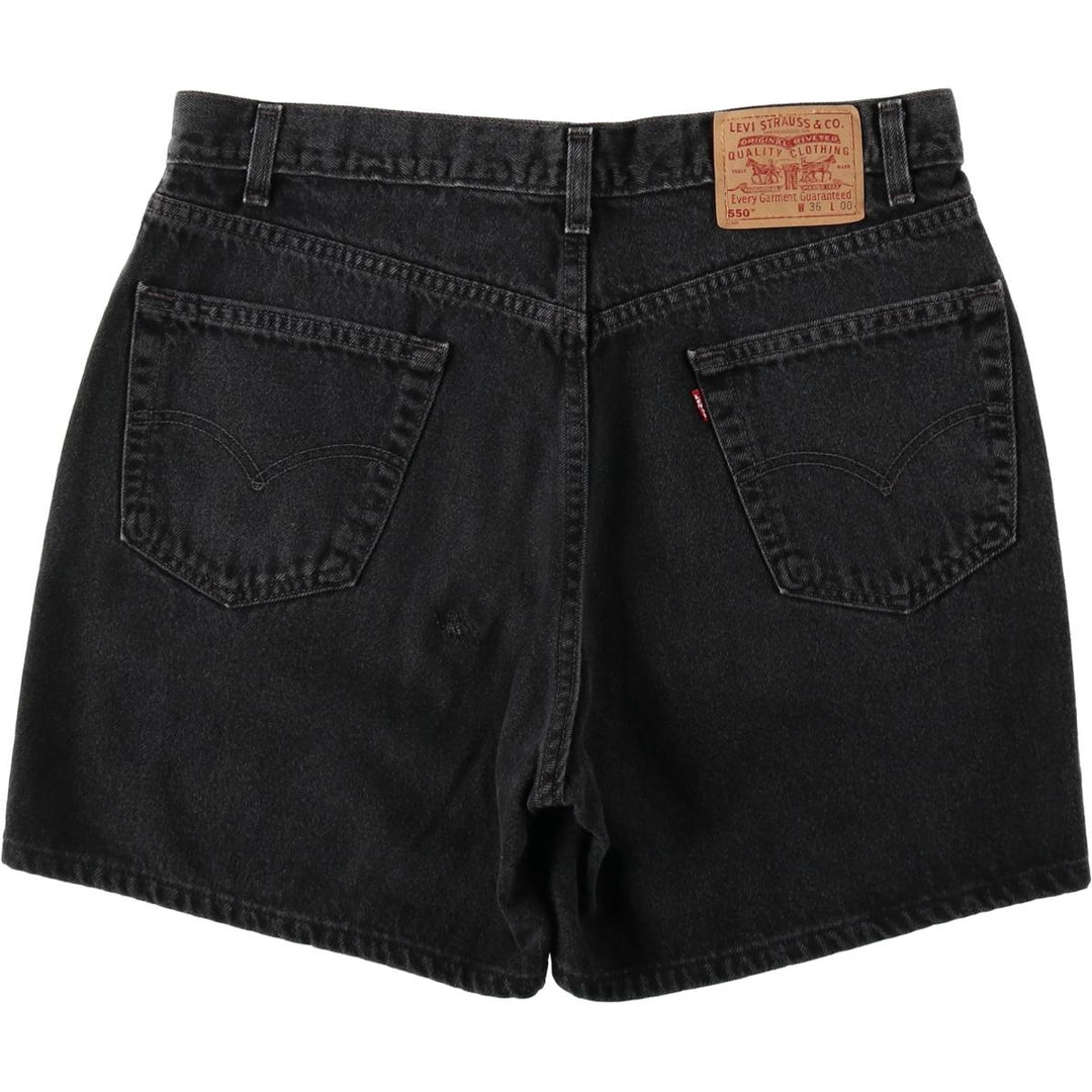 90'S Levi's 550 Relaxed Fit Black Denim Shorts, Made in USA, Men's Size W36 (approx.), Vintage cotton black type Vintage Second Hand
