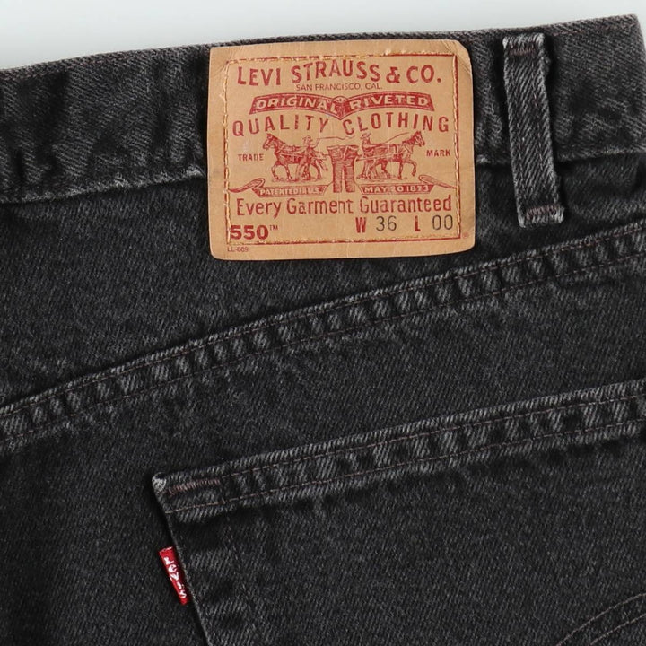 90'S Levi's 550 Relaxed Fit Black Denim Shorts, Made in USA, Men's Size W36 (approx.), Vintage cotton black type Vintage Second Hand