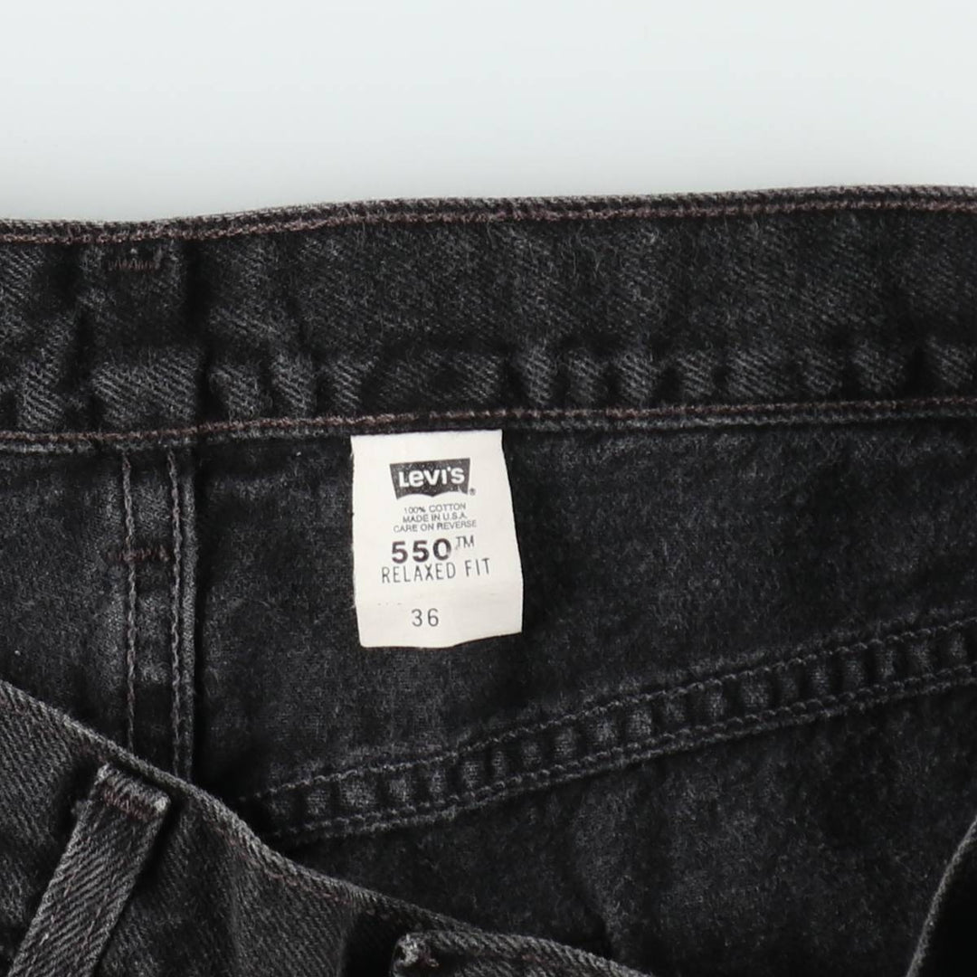 90'S Levi's 550 Relaxed Fit Black Denim Shorts, Made in USA, Men's Size W36 (approx.), Vintage cotton black type Vintage Second Hand