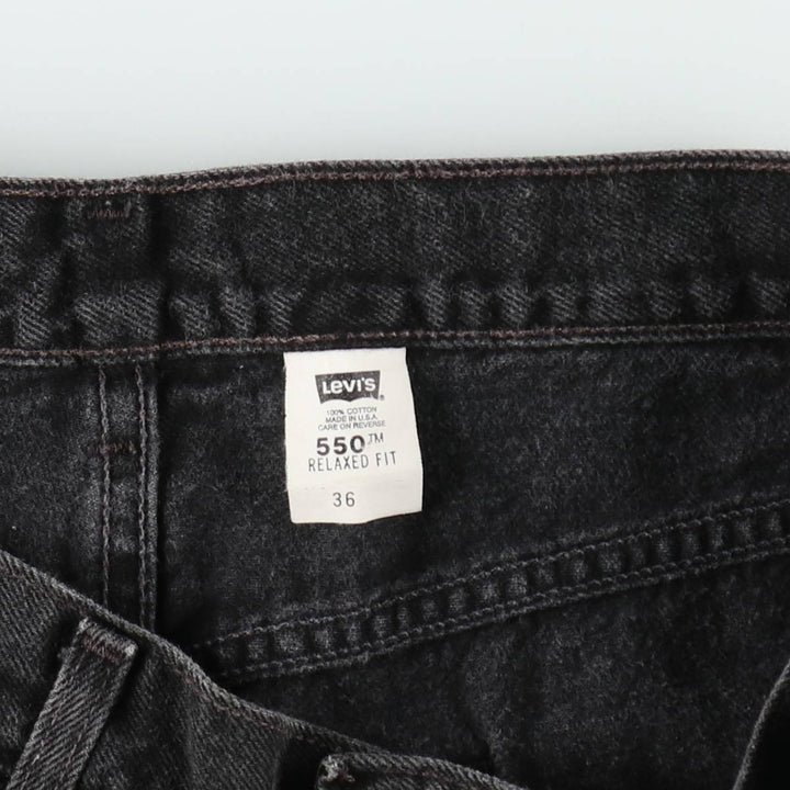 90'S Levi's 550 Relaxed Fit Black Denim Shorts, Made in USA, Men's Size W36 (approx.), Vintage cotton black type Vintage Second Hand