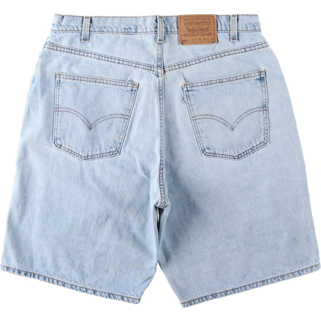 90'S Levi's 560 Loose Fit Denim Shorts, Made in USA, Men's W37 (approx.), Vintage. cotton Blue type light blue Vintage Second Hand