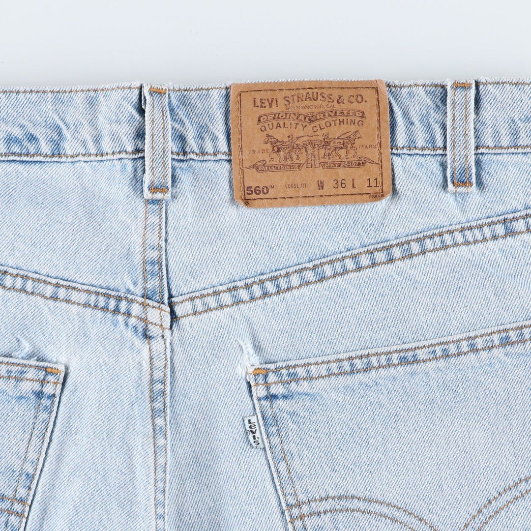 90'S Levi's 560 Loose Fit Denim Shorts, Made in USA, Men's W37 (approx.), Vintage. cotton Blue type light blue Vintage Second Hand