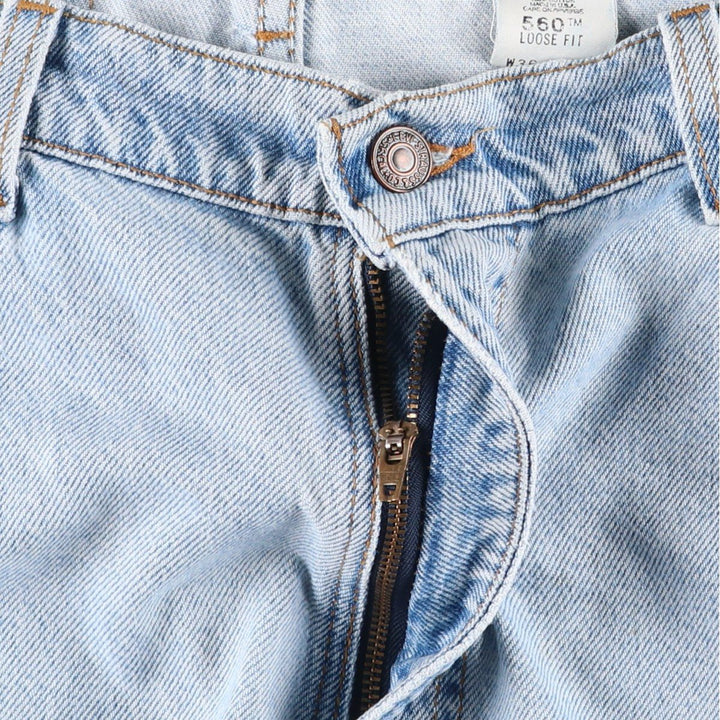 90'S Levi's 560 Loose Fit Denim Shorts, Made in USA, Men's W37 (approx.), Vintage. cotton Blue type light blue Vintage Second Hand