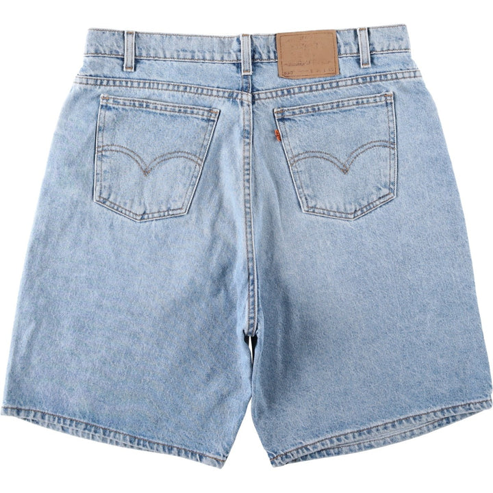 Levi's 550 Relaxed Fit Orange Tab Denim Shorts, Made in USA, Men's Size W36 (approx.), Vintage cotton Blue type light blue Vintage Second Hand