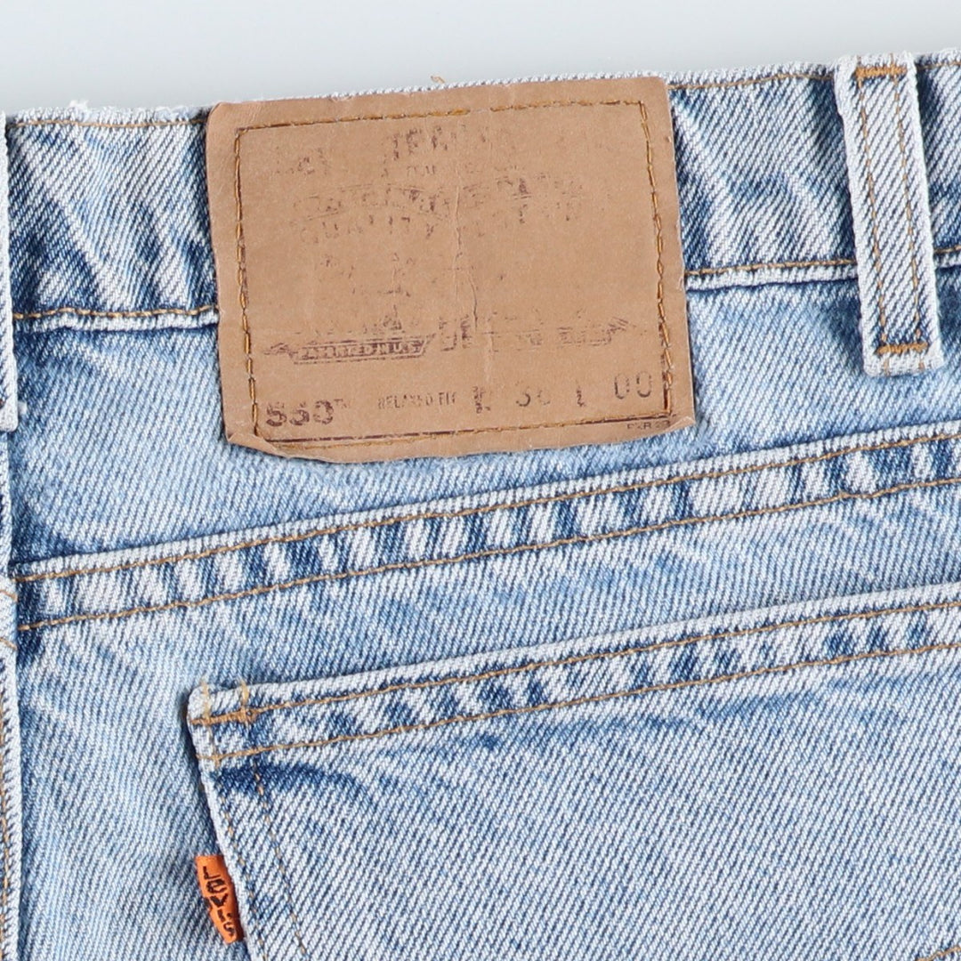 Levi's 550 Relaxed Fit Orange Tab Denim Shorts, Made in USA, Men's Size W36 (approx.), Vintage cotton Blue type light blue Vintage Second Hand