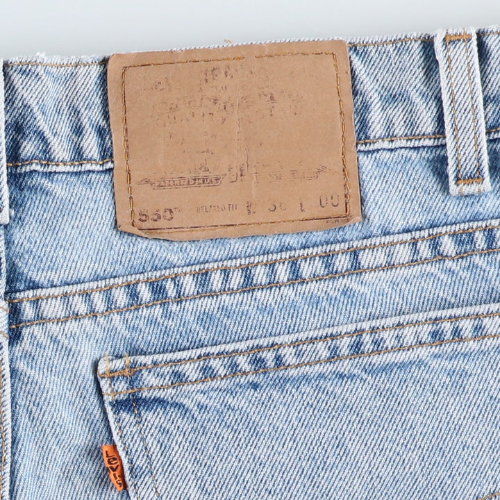 Levi's 550 Relaxed Fit Orange Tab Denim Shorts, Made in USA, Men's Size W36 (approx.), Vintage cotton Blue type light blue Vintage Second Hand