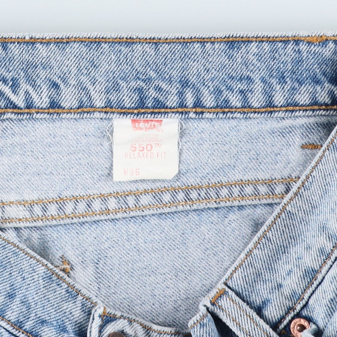 Levi's 550 Relaxed Fit Orange Tab Denim Shorts, Made in USA, Men's Size W36 (approx.), Vintage cotton Blue type light blue Vintage Second Hand