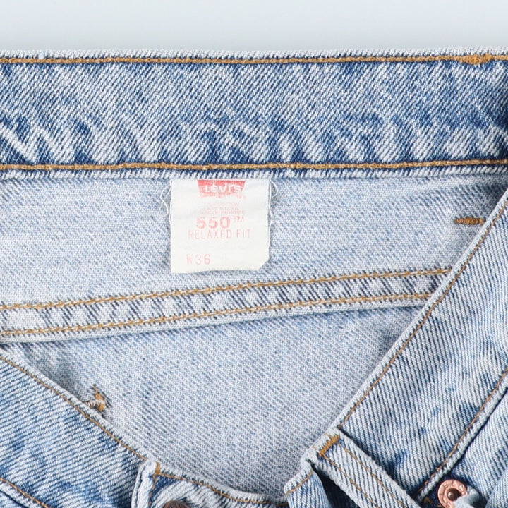Levi's 550 Relaxed Fit Orange Tab Denim Shorts, Made in USA, Men's Size W36 (approx.), Vintage cotton Blue type light blue Vintage Second Hand