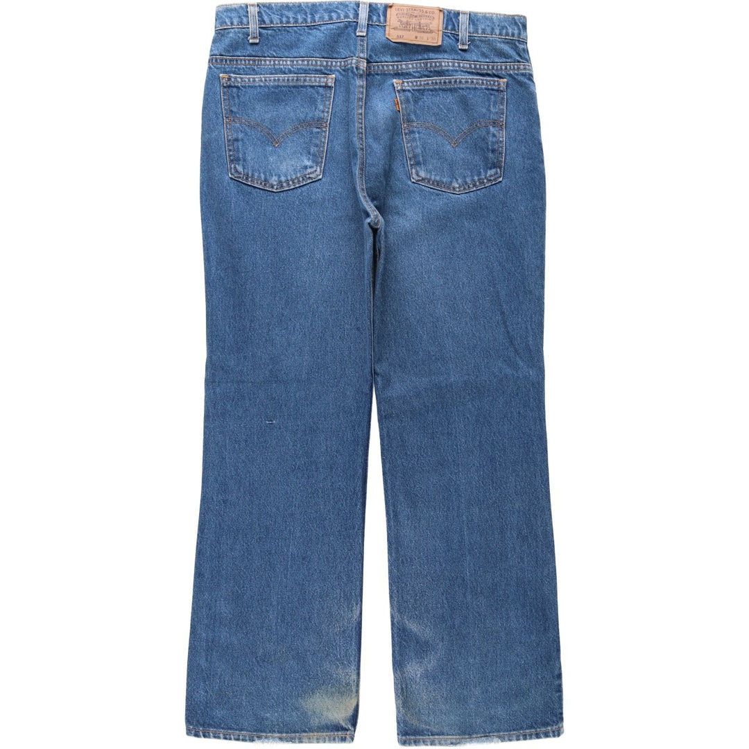 1990'S Levi's 40517-0215 Orange Tab Bootcut Denim Pants, Made in USA, Men's Size W36 (approx.), Vintage cotton blue type Vintage Second Hand