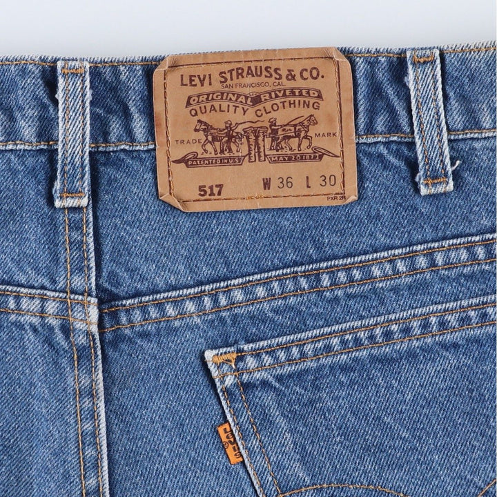 1990'S Levi's 40517-0215 Orange Tab Bootcut Denim Pants, Made in USA, Men's Size W36 (approx.), Vintage cotton blue type Vintage Second Hand