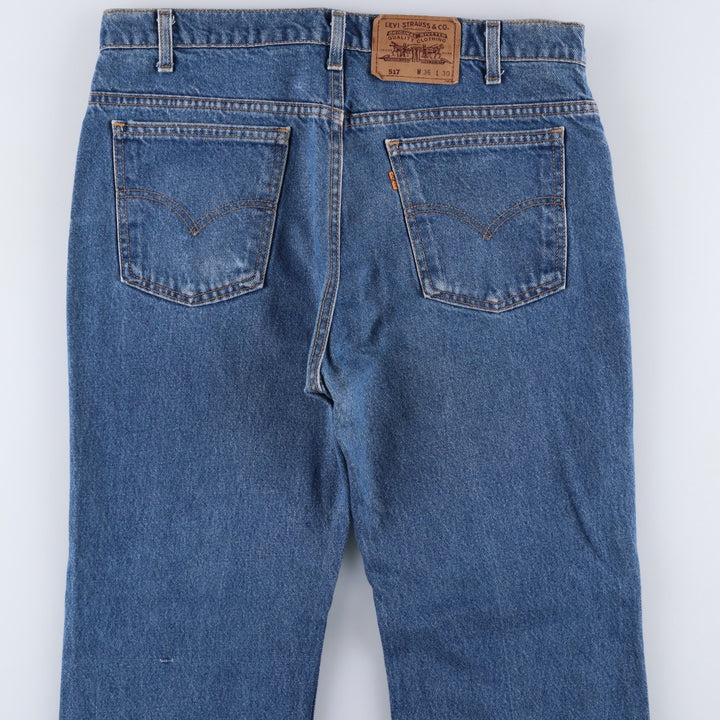 1990'S Levi's 40517-0215 Orange Tab Bootcut Denim Pants, Made in USA, Men's Size W36 (approx.), Vintage cotton blue type Vintage Second Hand