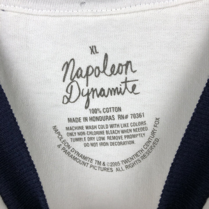 Napoleon Dynamite Print Ringer T-Shirt Movie T-Shirt Men's XL (approx.) cotton white type Vintage Second Hand