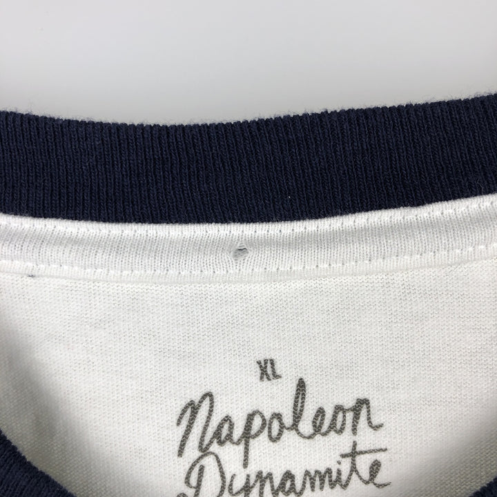 Napoleon Dynamite Print Ringer T-Shirt Movie T-Shirt Men's XL (approx.) cotton white type Vintage Second Hand