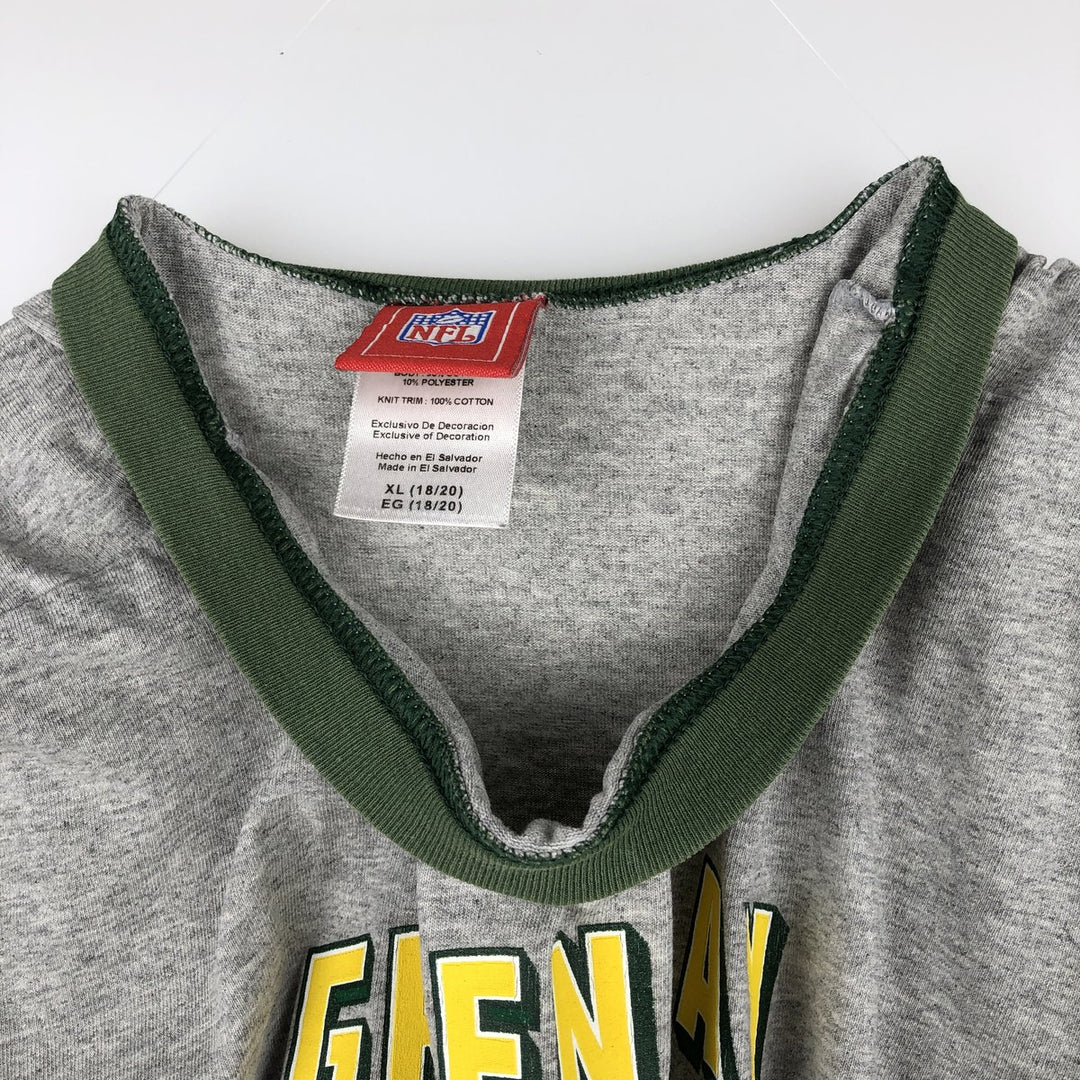 NFL Green Bay Packers Ringer T-Shirt, Men's Size XL (approx.) cotton gray type Vintage Second Hand