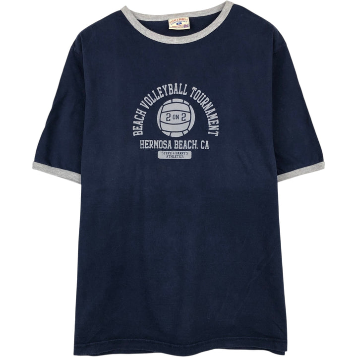 Steve and Barry's Ringer T-Shirt, Men's Size XL cotton navy blue type Vintage Second Hand