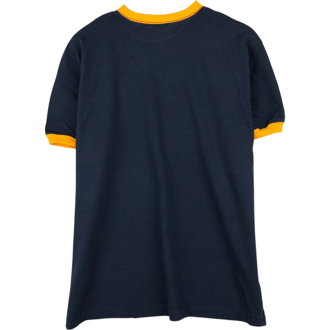 DISNEY Mickey Mouse Ringer T-shirt, Character Print T-shirt, Men's Size L (approx.), Vintage cotton navy blue type Vintage Second Hand